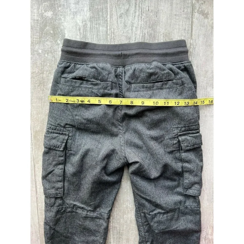 GAP Kids Gray Herringbone Drawstring Cargo Joggers Elastic Jersey Pants Casual M
